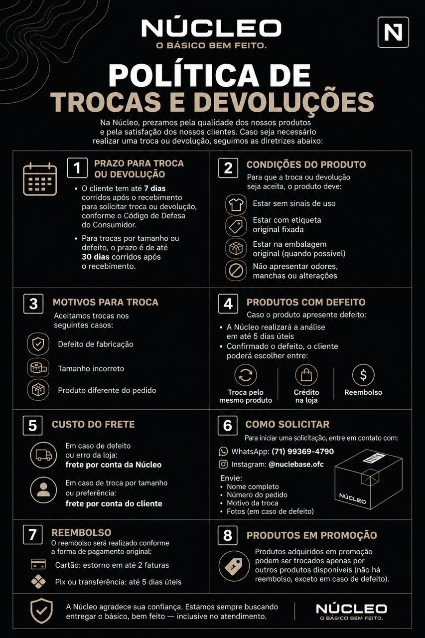 Política de Trocas e Devoluções da NÚCLEO